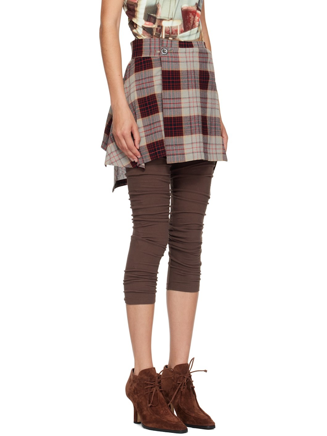 Gray & Red Meghan Kilt Miniskirt - 2