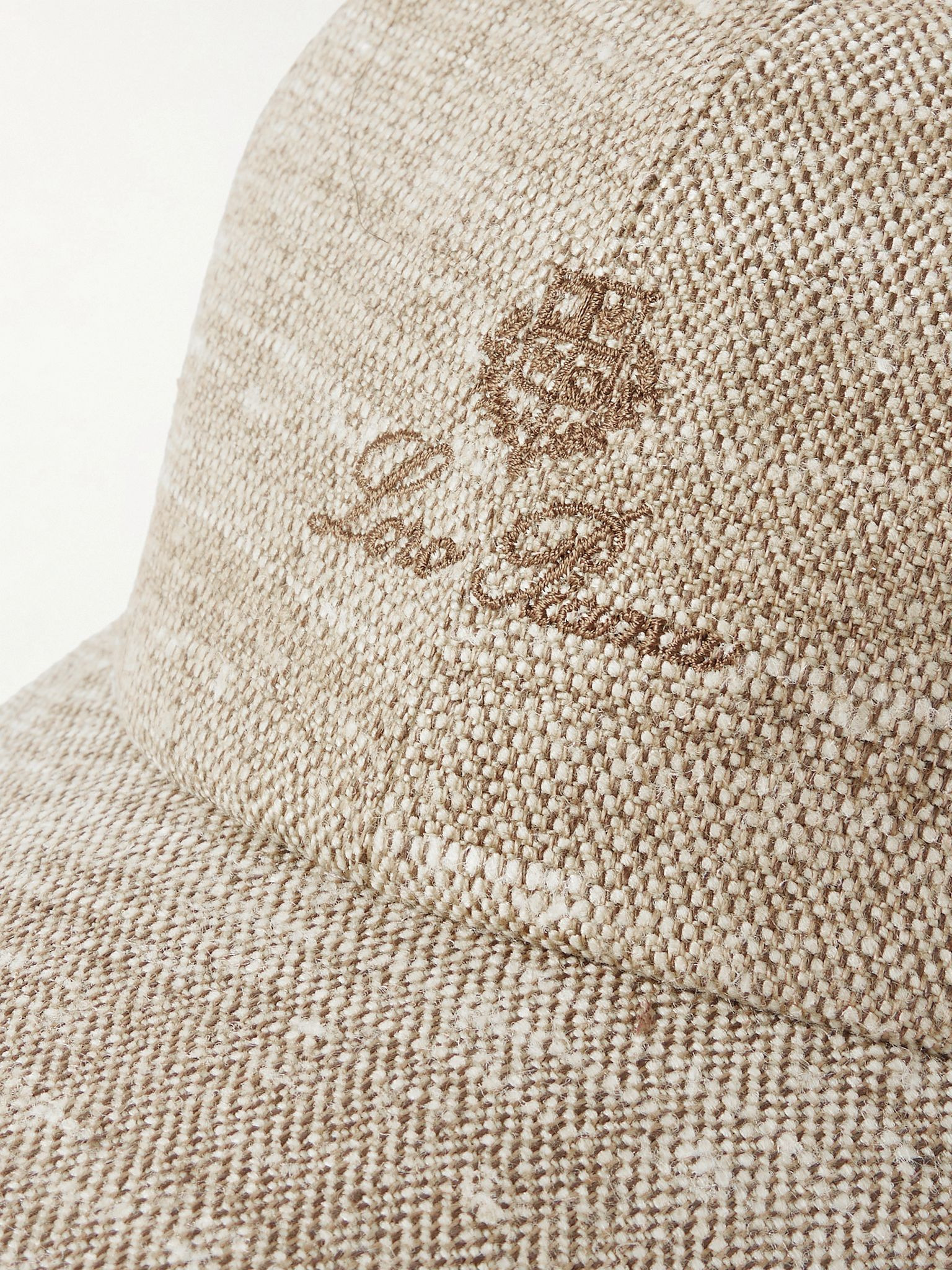 Logo-Embroidered Rain System® Linen and Silk-Blend Tweed Baseball Cap Brown - 4