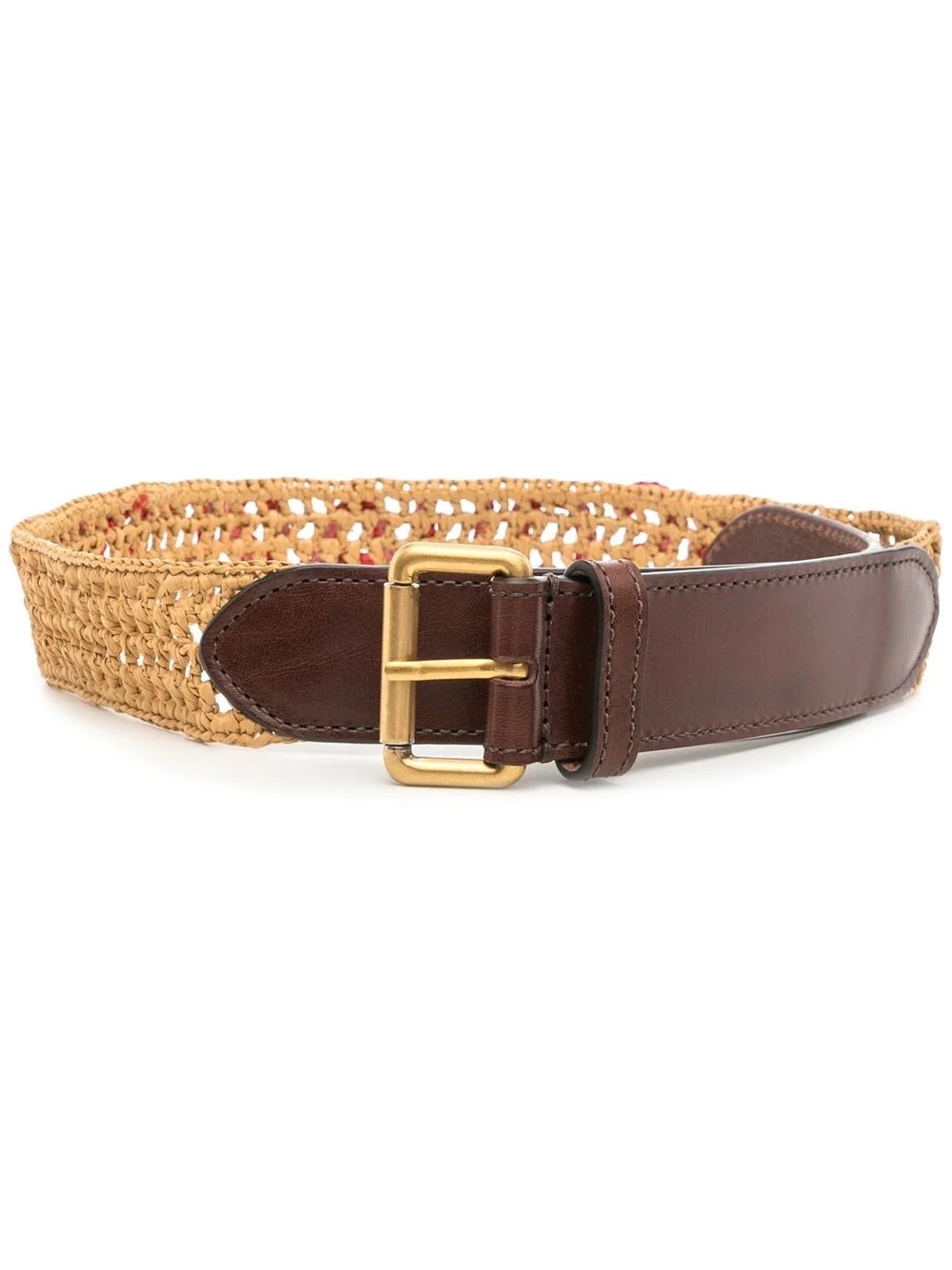 interwoven raffia-leather belt - 1