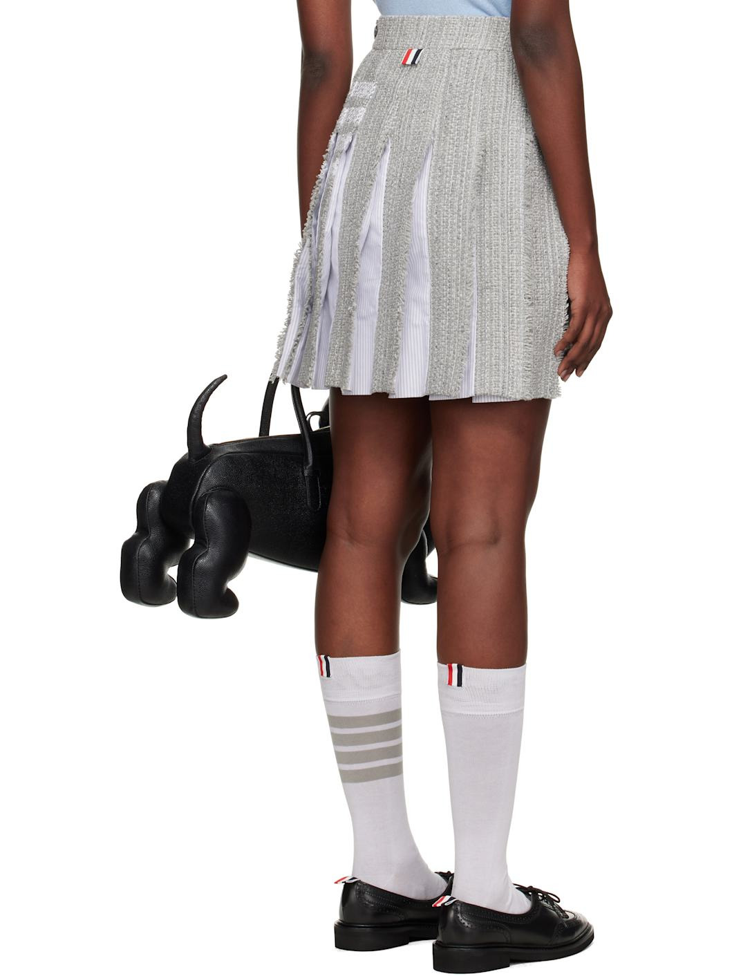 Gray Classic Pleated 4-Bar Miniskirt - 3