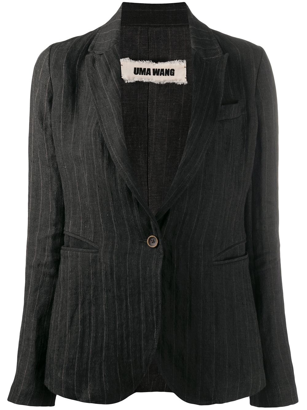 striped single-breasted linen blazer - 1