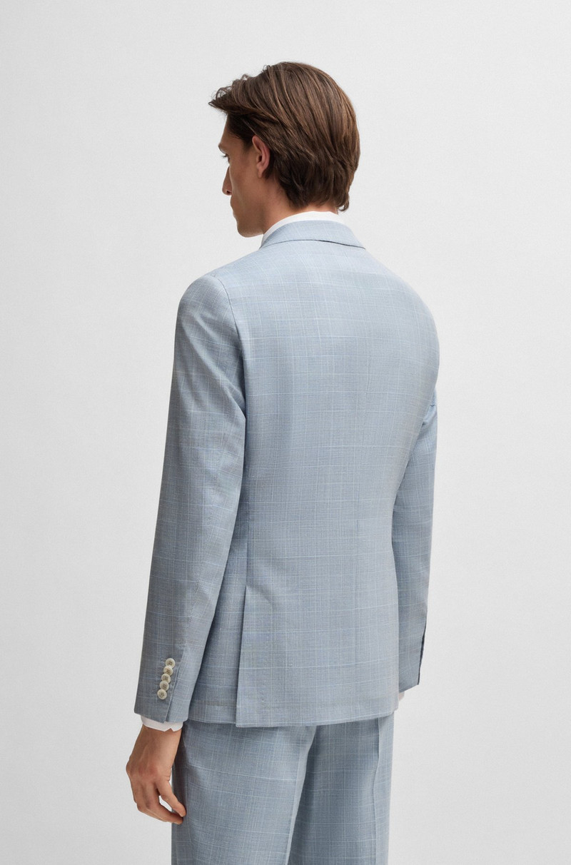 BOSS SLIM-FIT SUIT IN CHECKED WOOL, SILK AND LINEN outlook