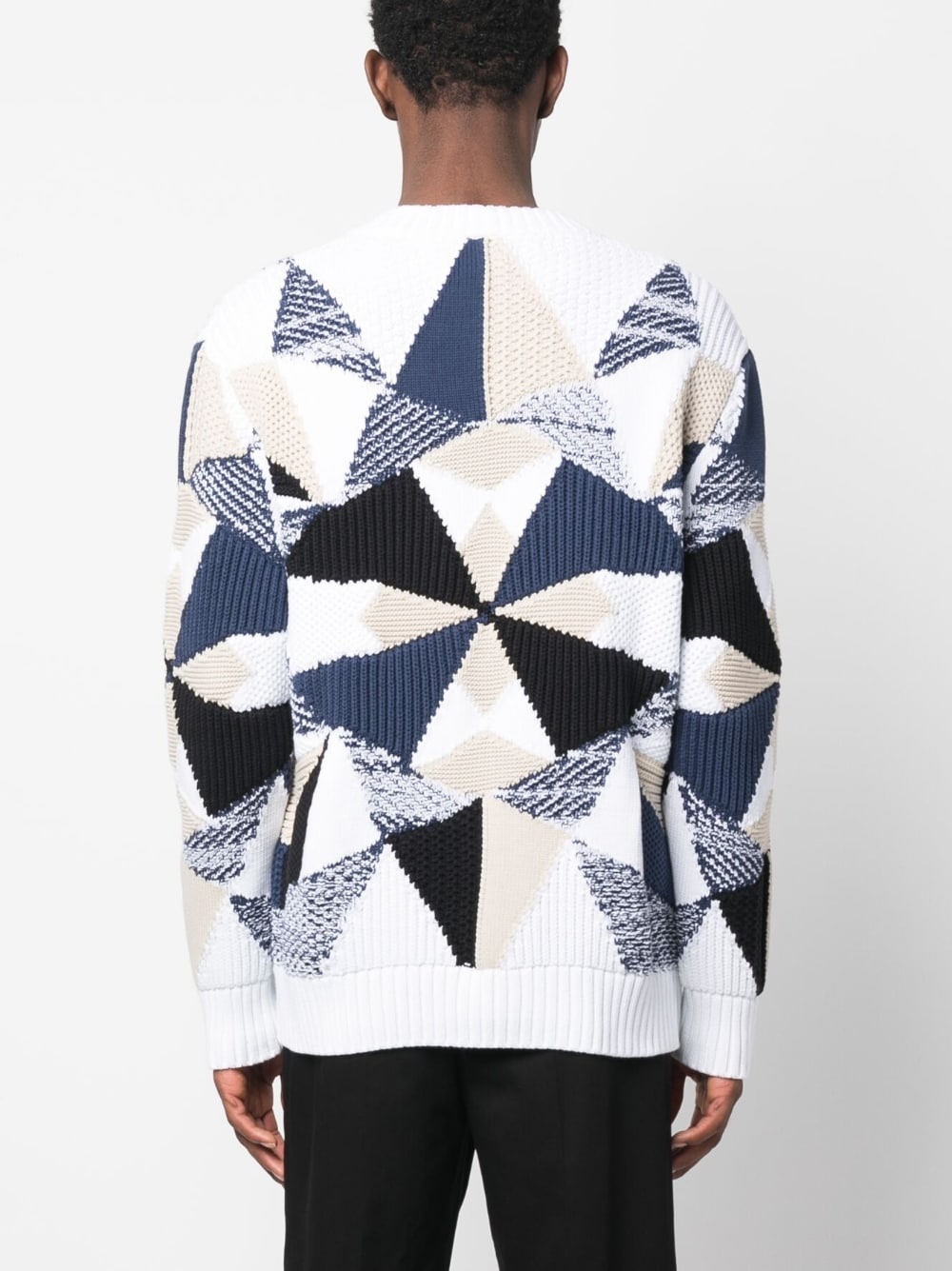 geometric-pattern V-neck cardigan - 4