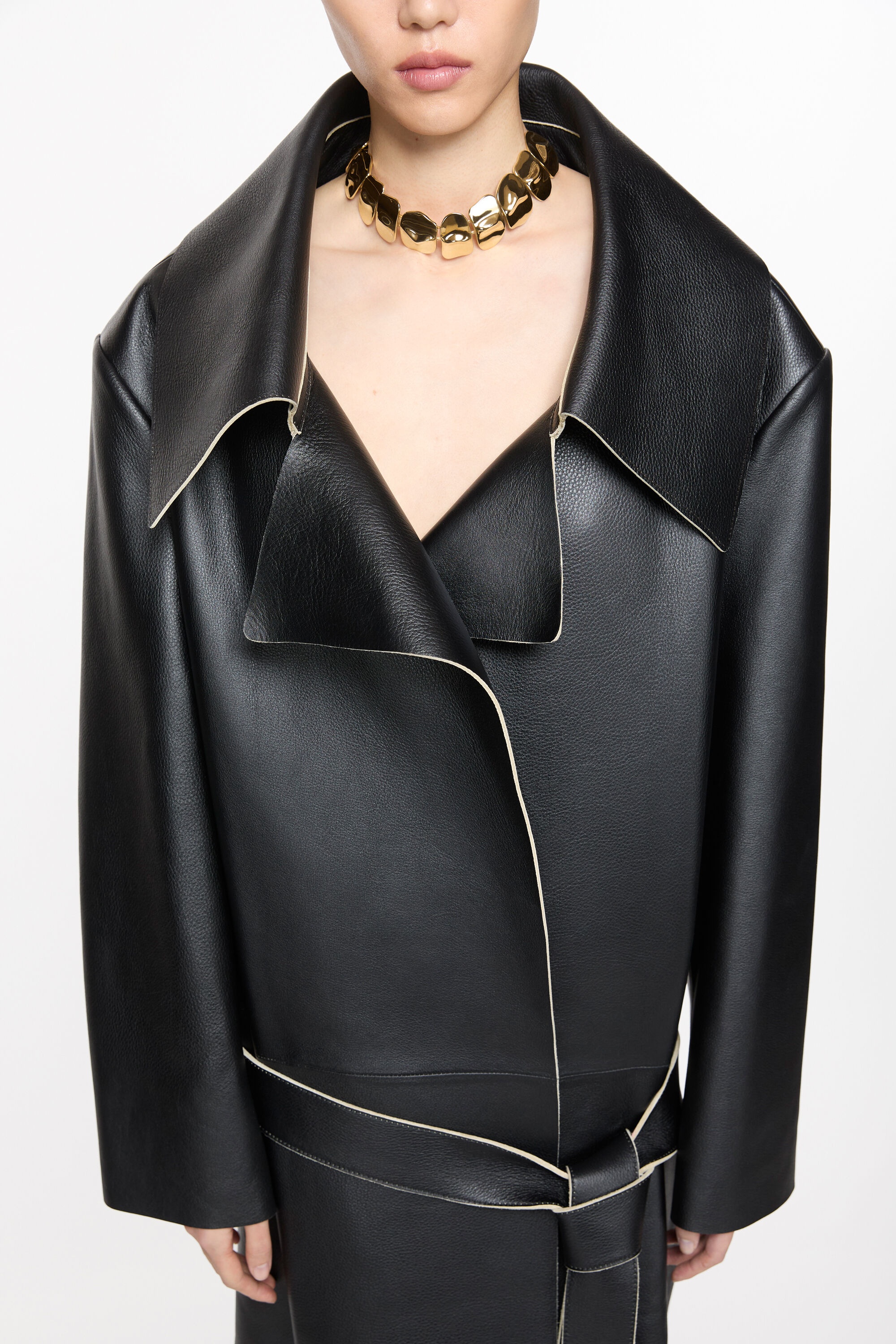 Brass croco scale necklace - Gold - 2