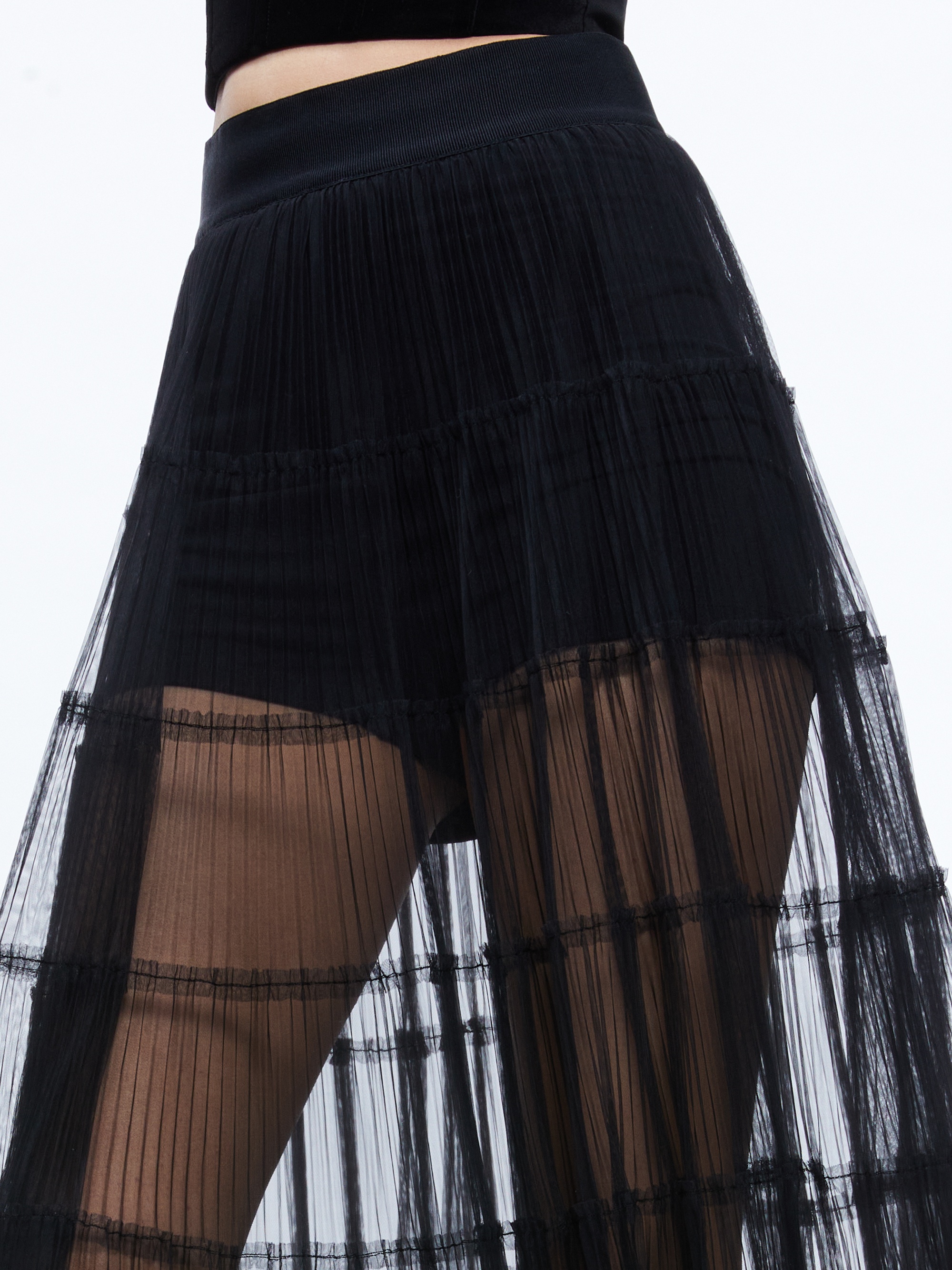 LEVON PLEATED MAXI SKIRT WITH HOT PANT - 5