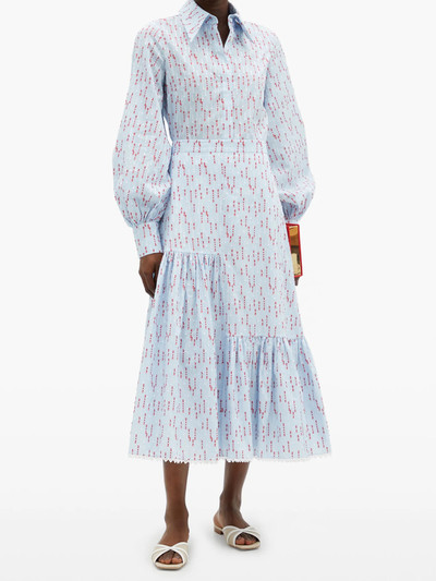 Erdem Gaura spot fil-coupé striped twill midi skirt outlook