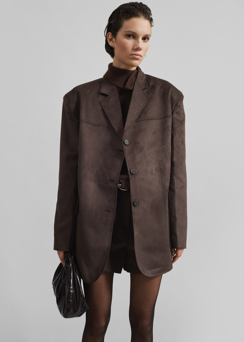 Merida Faux Suede Blazer - Brown 5