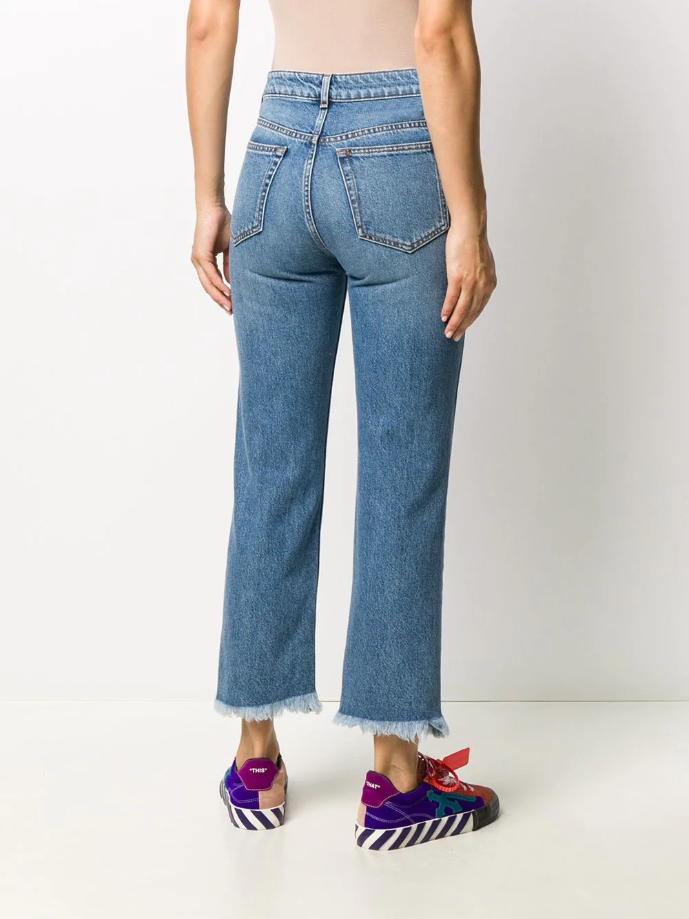 frayed-edge cropped jeans - 4