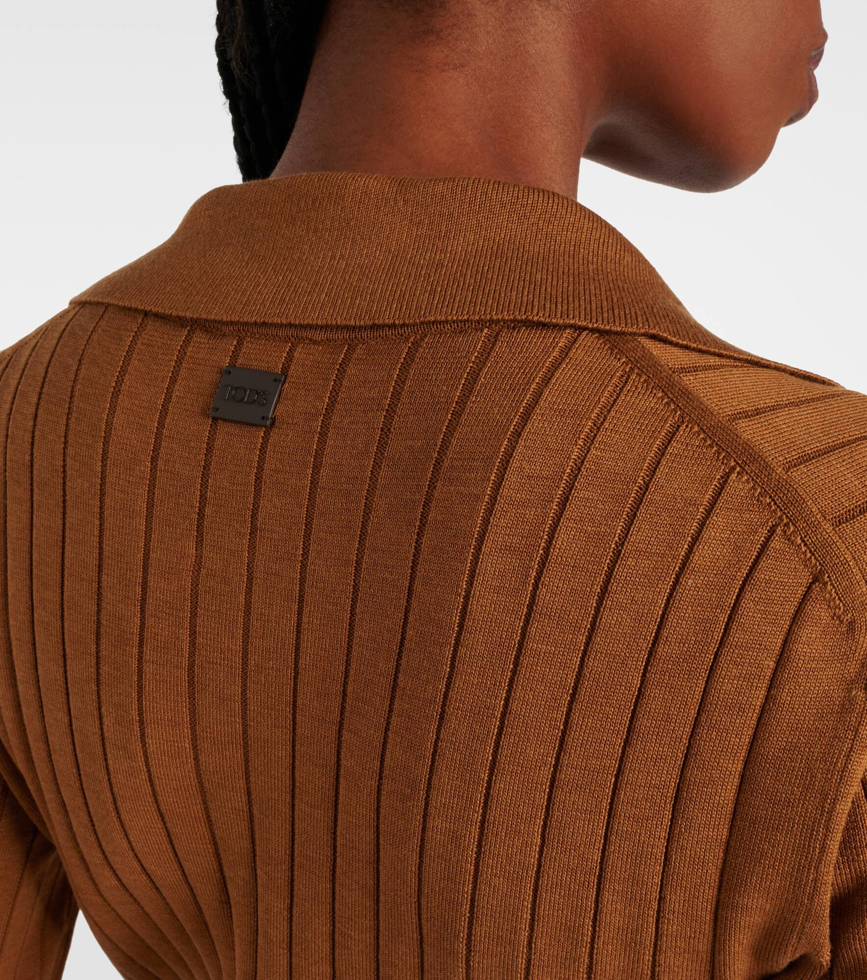 Ribbed-knit silk and cotton midi dress - 6