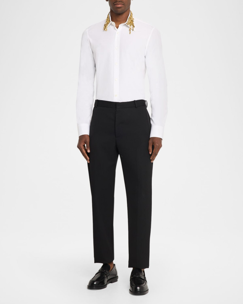 Alexander McQueen Men's Metal Leaves and Crystal-Embellished Collar Poplin Dress Shirt outlook