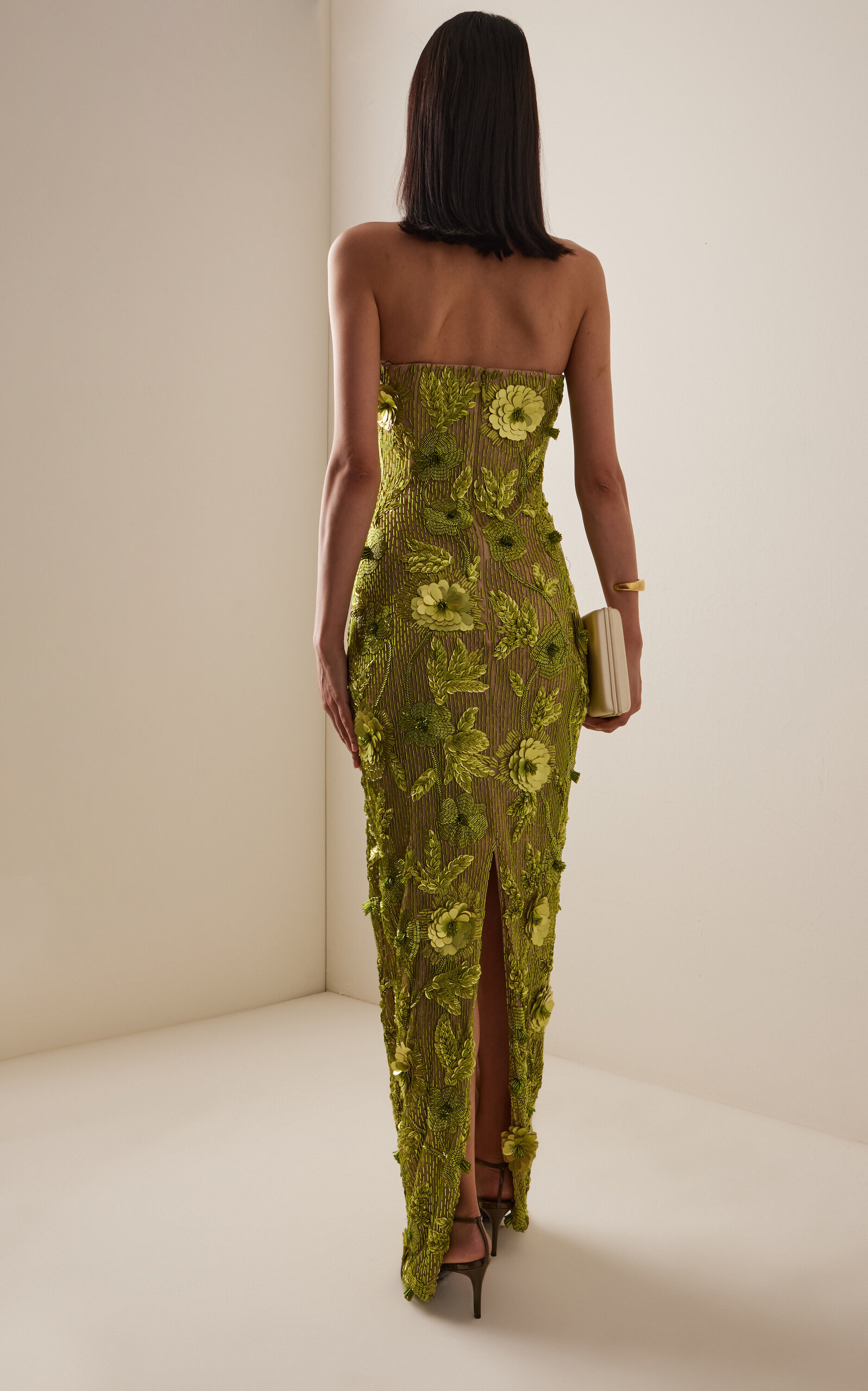 Pierre Embellished Gown lime green - 4