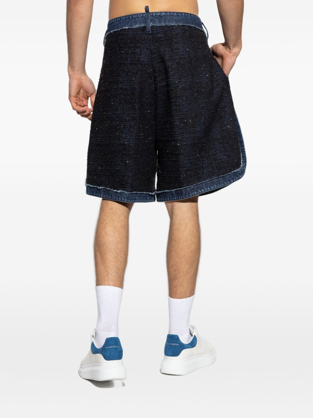 denim-trimmed tweed shorts - 3