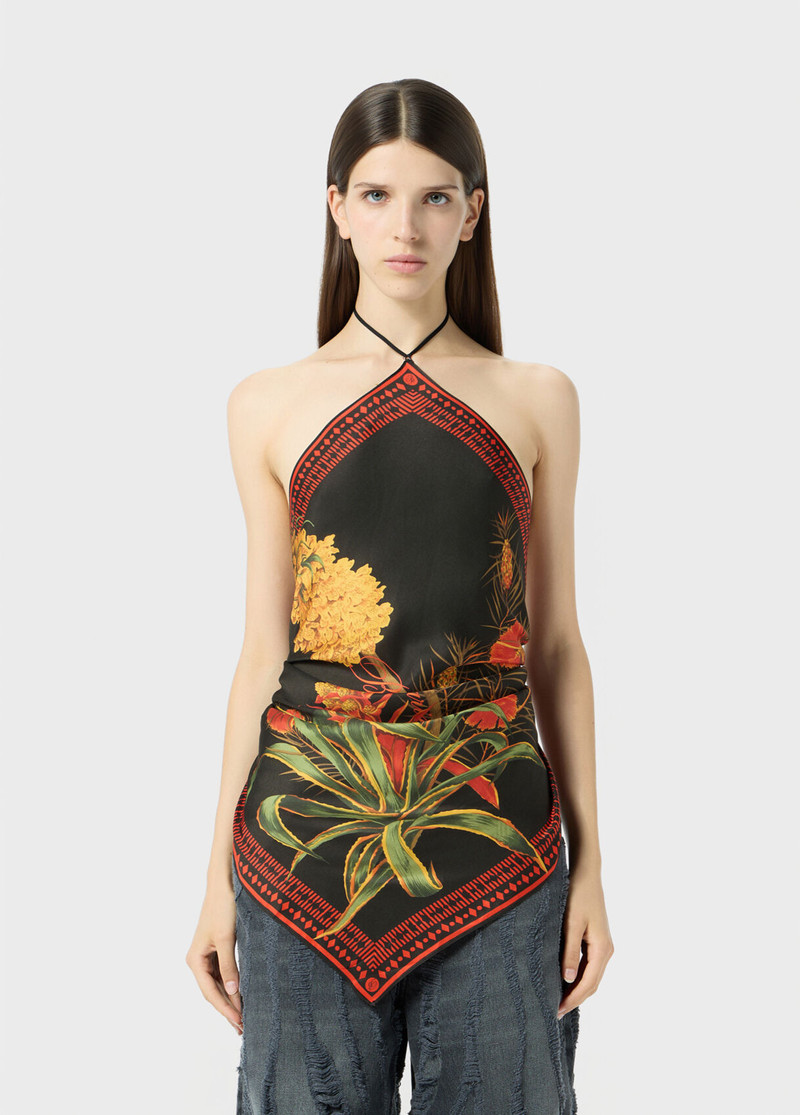 Blumarine PRINTED TWILL SCARF TOP outlook