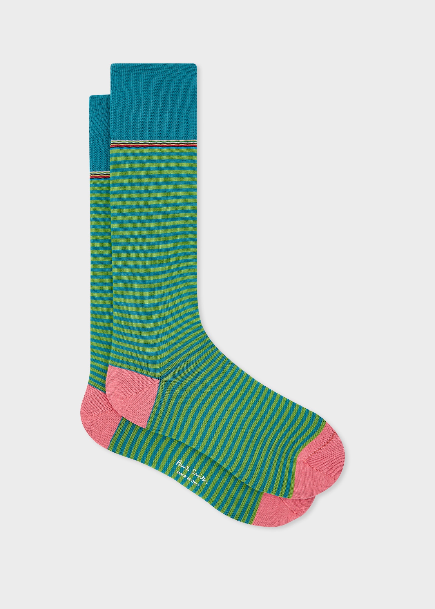 Green and Blue Stripe Socks - 1