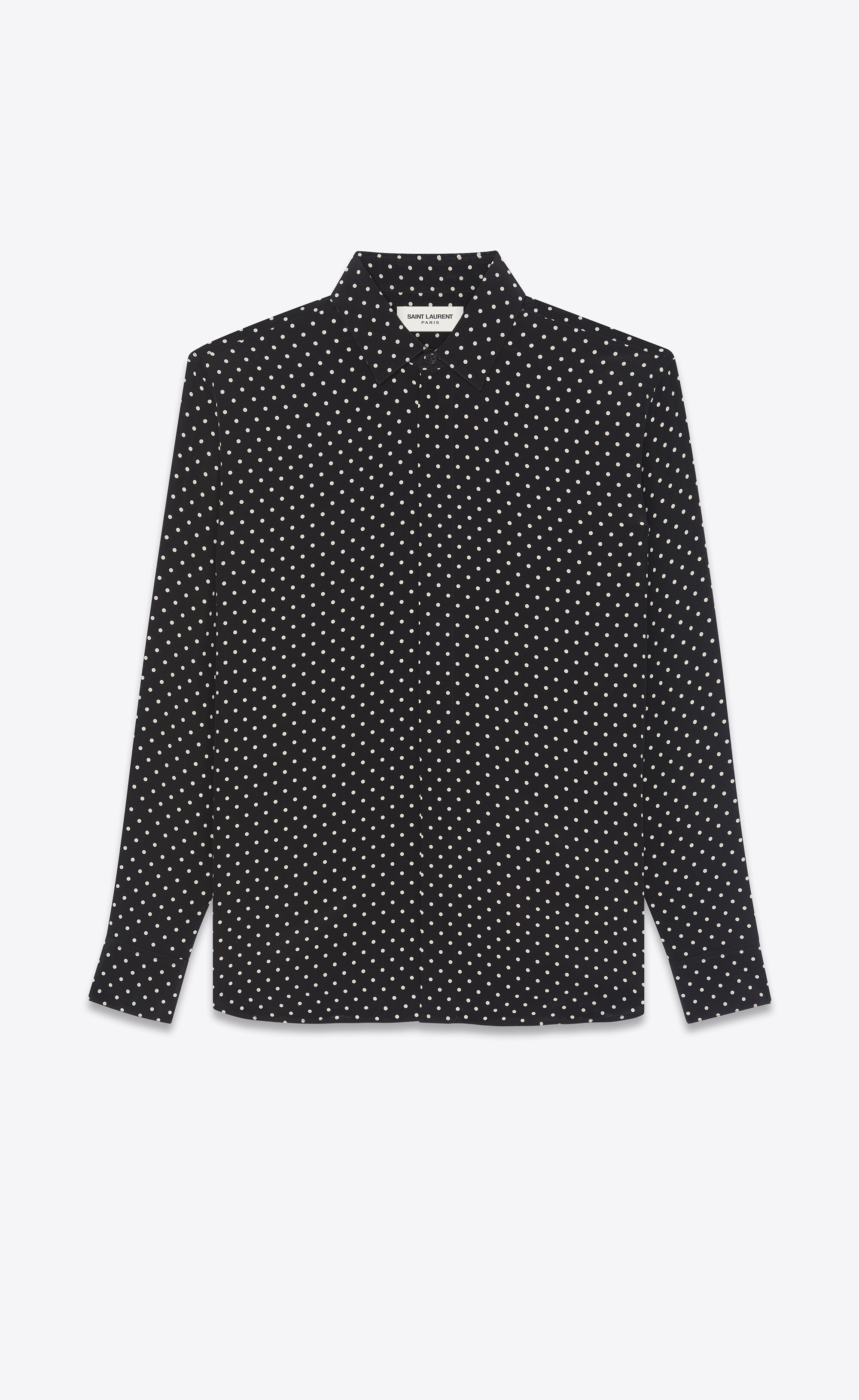 yves collar classic shirt in dotted crepe de chine - 1