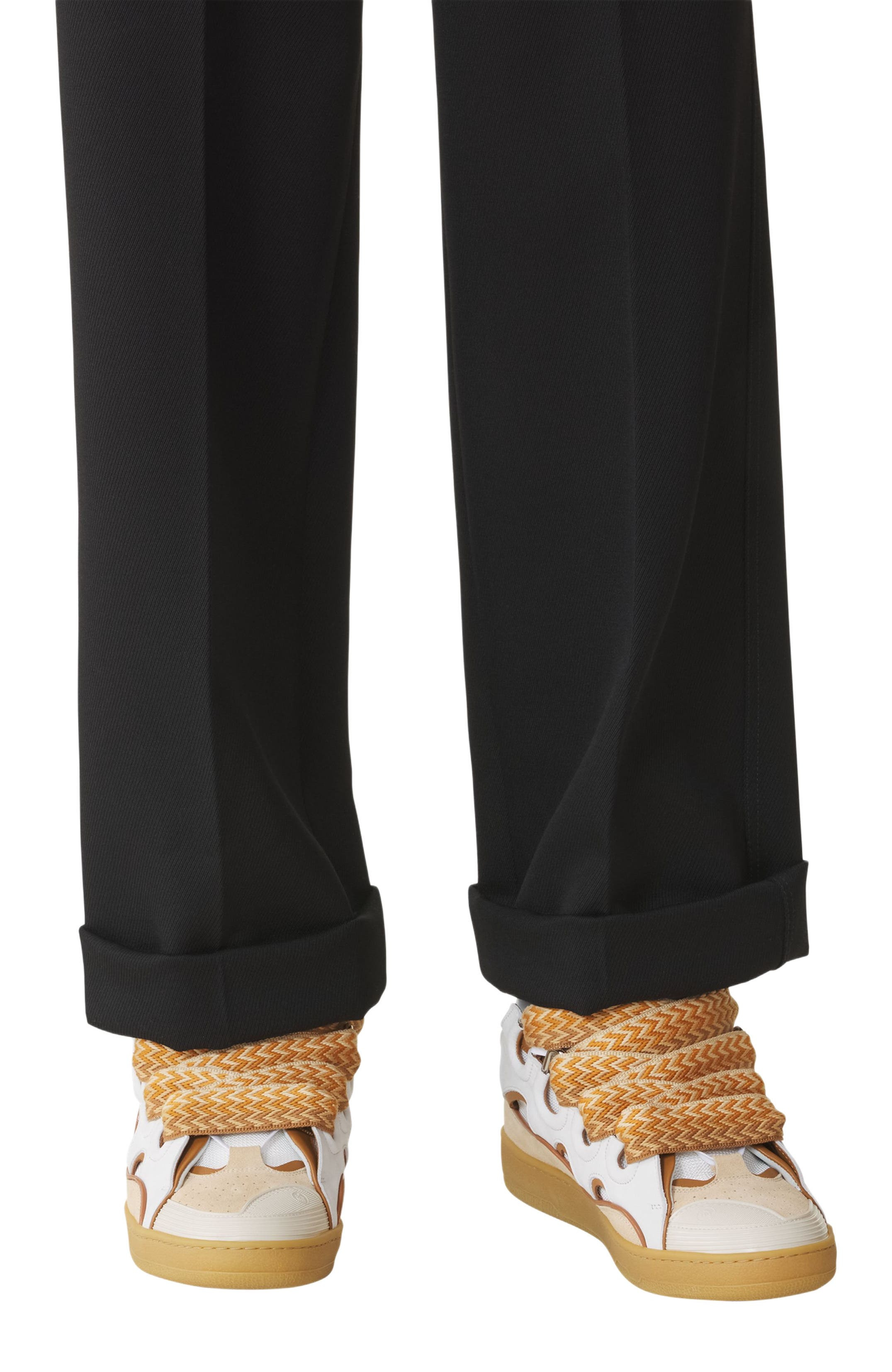 Lanvin Curb Leather Sneakers in Optic White/honey at Nordstrom - 7