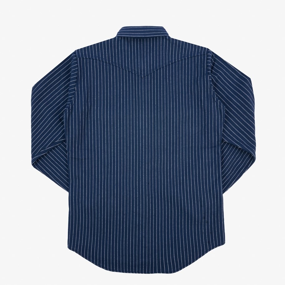 IHSH-401-NAV 12oz Ultra Heavy Flannel Chalk Stripe Western Shirt - Navy - 3
