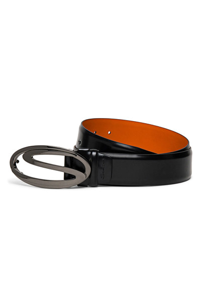Santoni Reversible Logo Buckle Leather Belt outlook