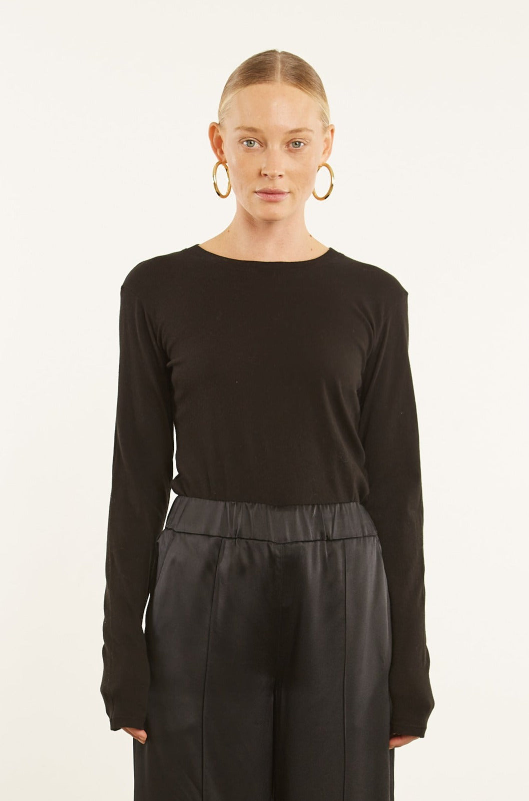 BLACK COTTON LONG SLEEVE BABY TEE - 4