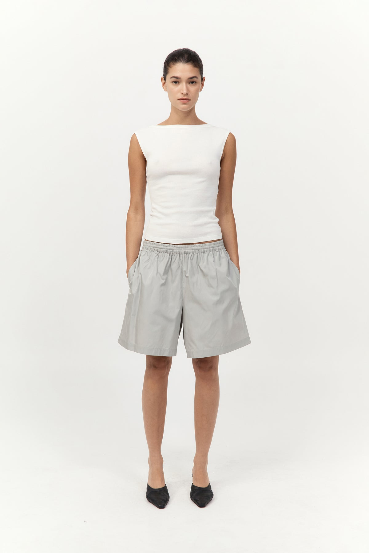 Paper Taffeta Short - Silver / Off White - 2
