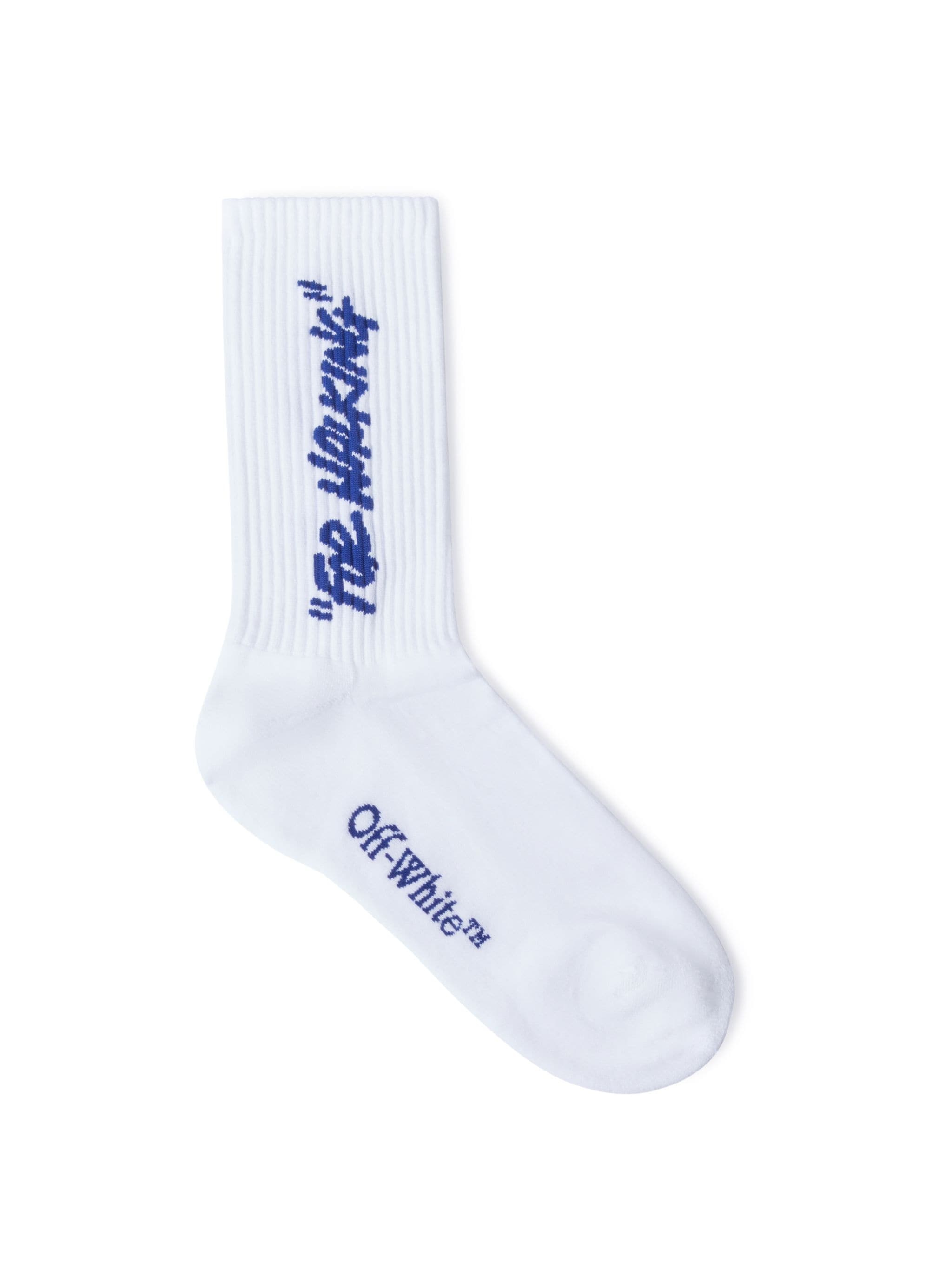 White Quote Mid Calf Socks - 1