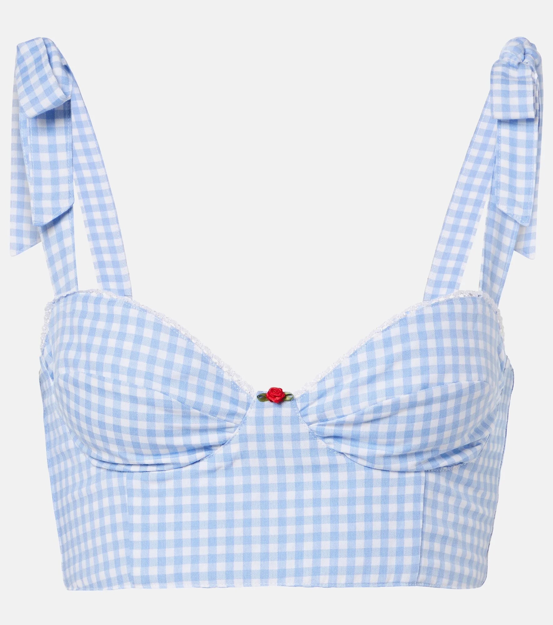 Alba gingham cotton poplin crop top - 1
