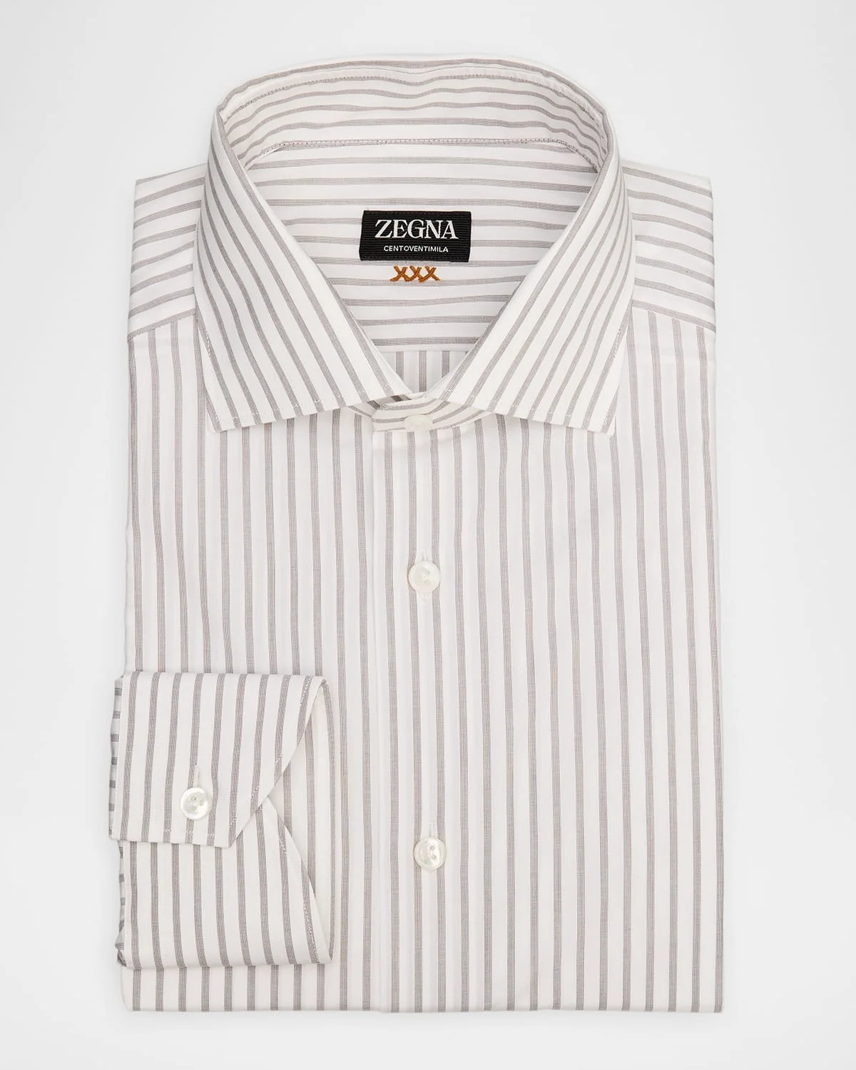 Men's Centoventimila Cotton Stripe Dress Shirt - 1