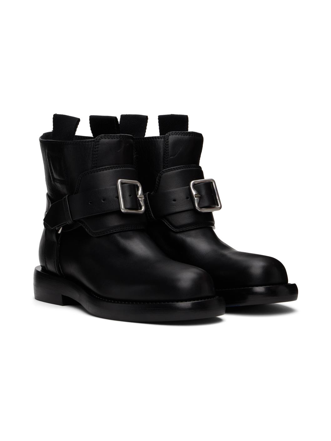 Black Leather Cobble Boots - 4