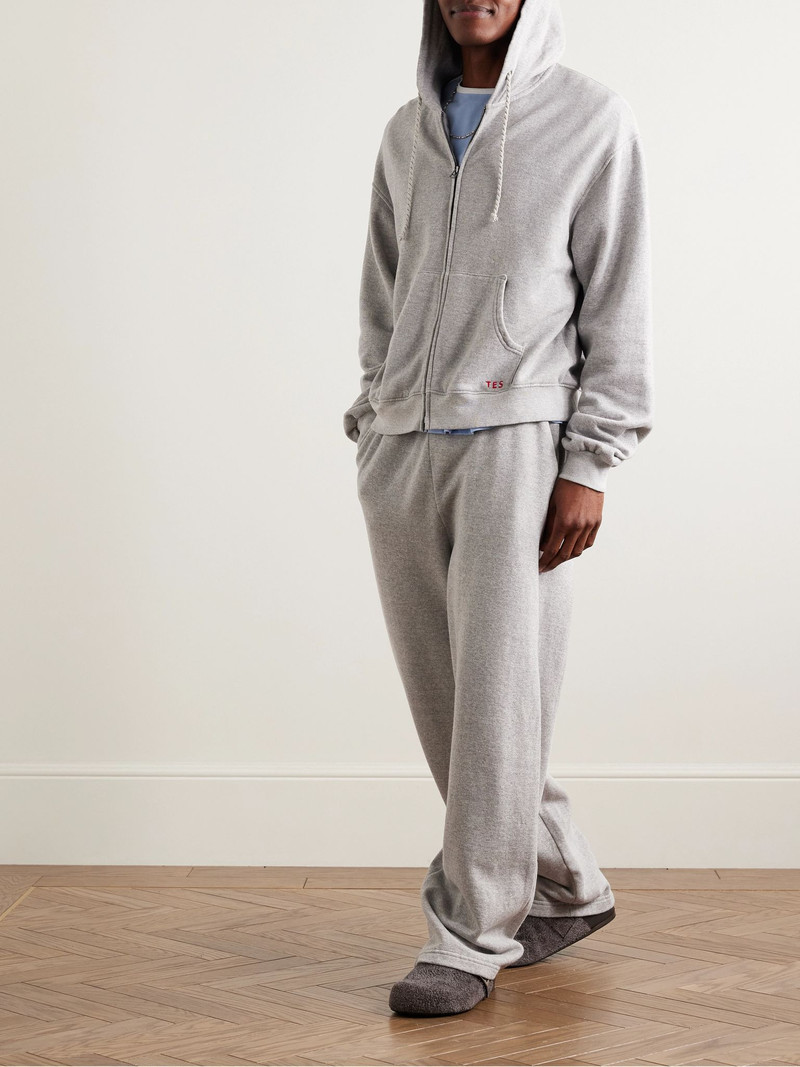 The Elder Statesman Daily Logo-Embroidered Cotton and Cashmere-Blend  Zip-Up Hoodie Gray outlook