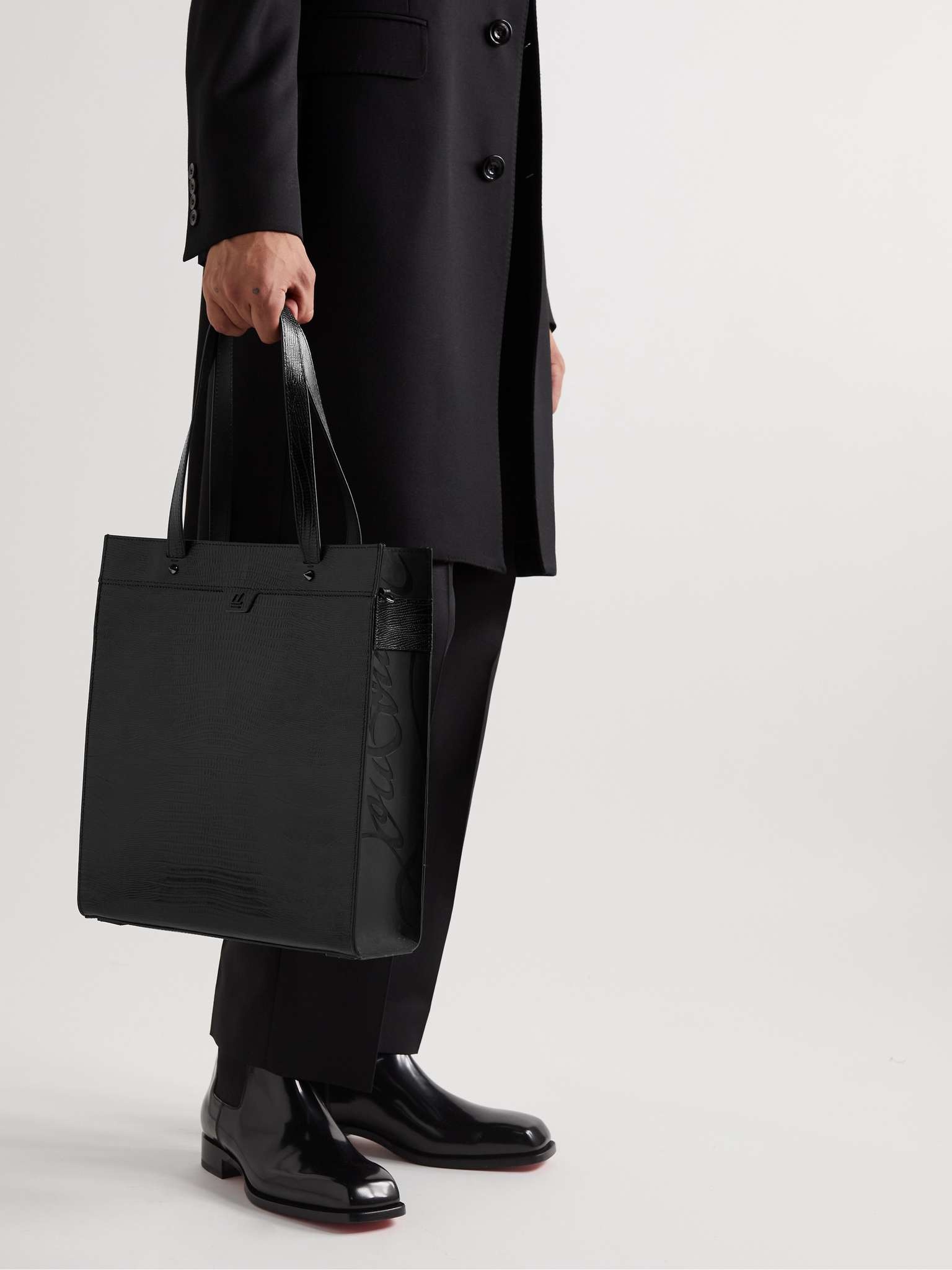 Studded Croc-Effect Leather Tote Bag - 6