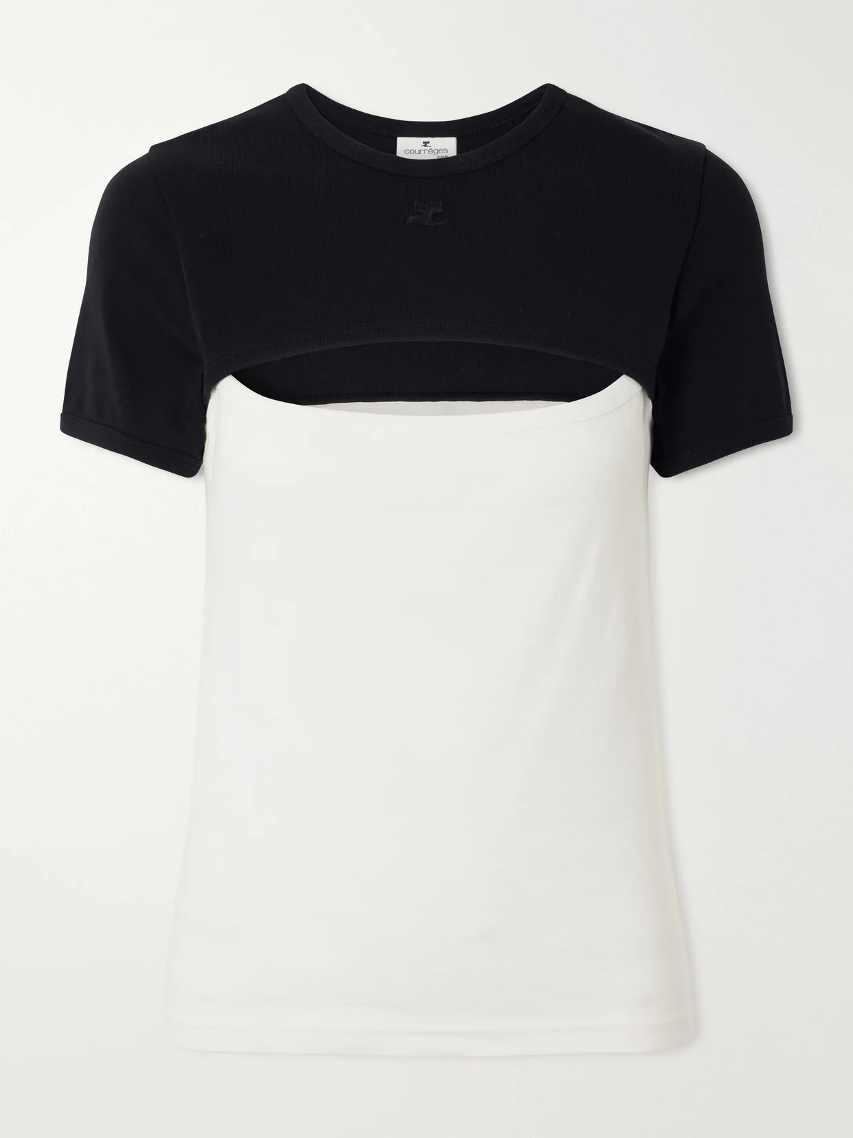Slash Contrast Logo-embroidered Cut-out Cotton T-shirt - 1