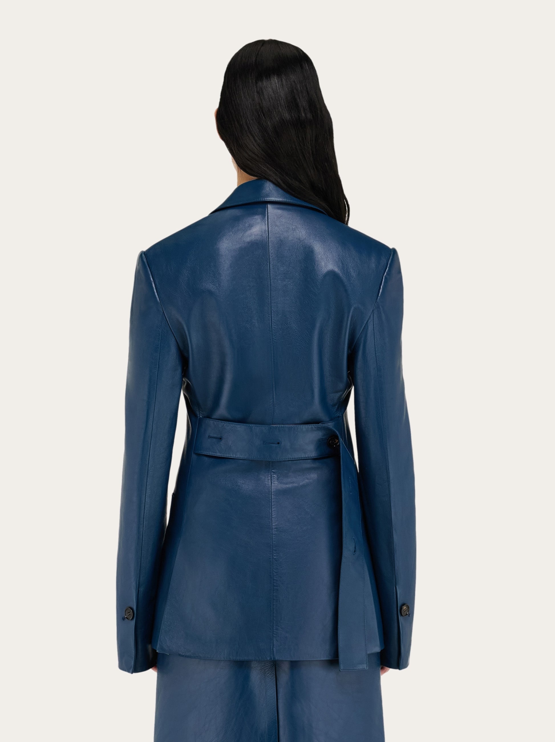 Single breasted leather blazer - 4