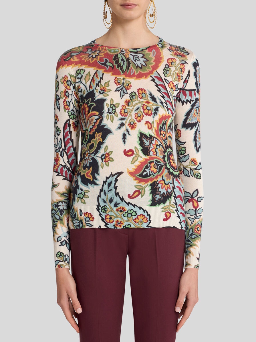 PAISLEY SILK AND CASHMERE SWEATER - 2
