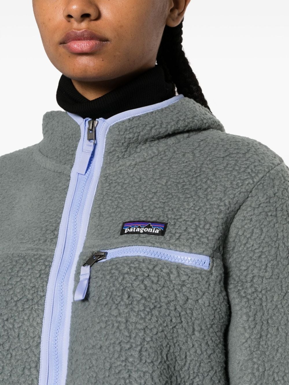 Retro contrast-trim fleece zip-up hoodie - 5