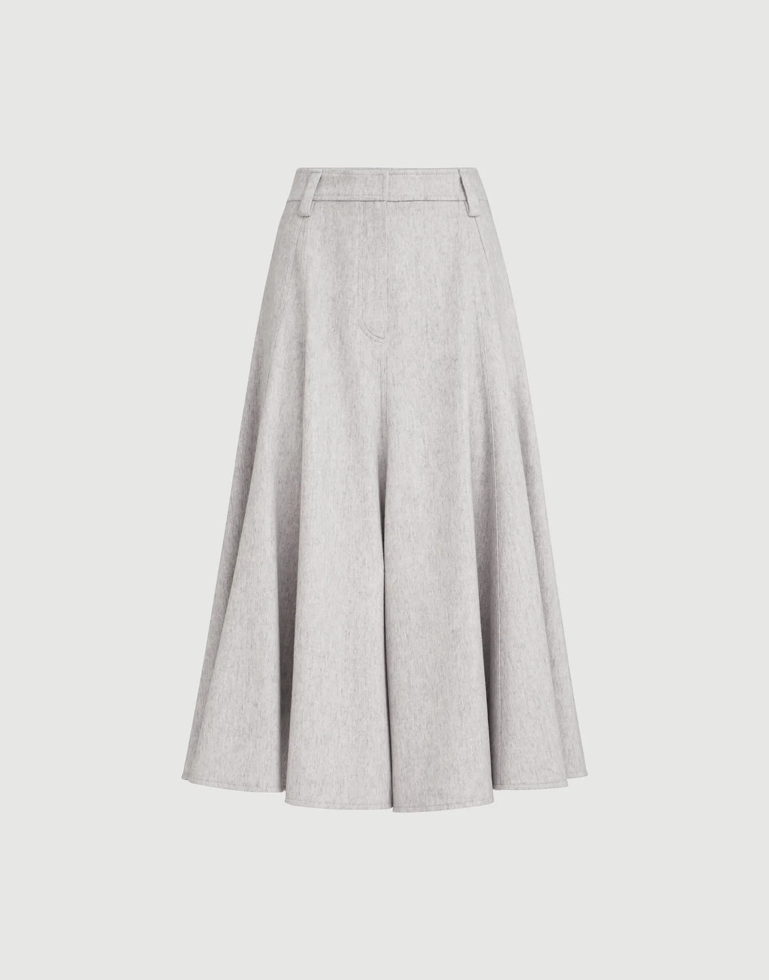 Wool flannel flared skirt with monili - 1
