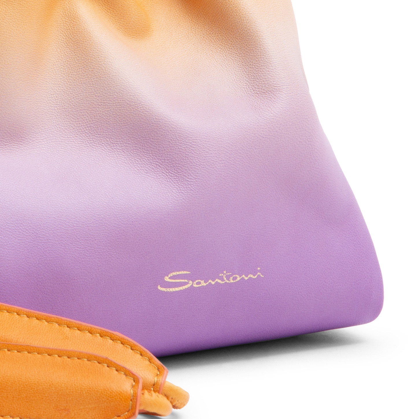 Lilac and orange leather bucket bag - 4