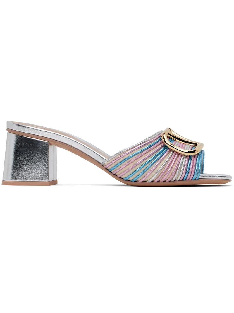 실버 VLogo Signature Heeled 샌들 1