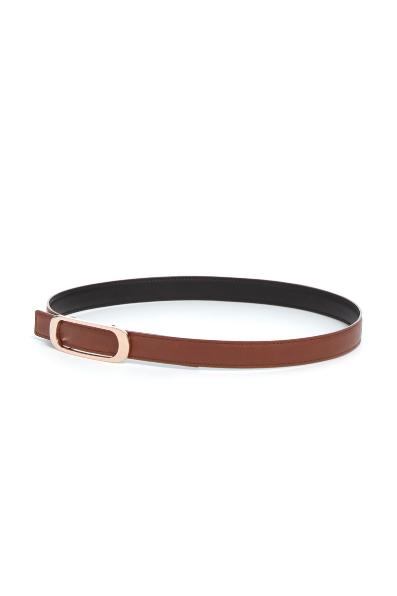 GABRIELA HEARST Small Timon Reversible Belt in Cognac & Black Leather outlook