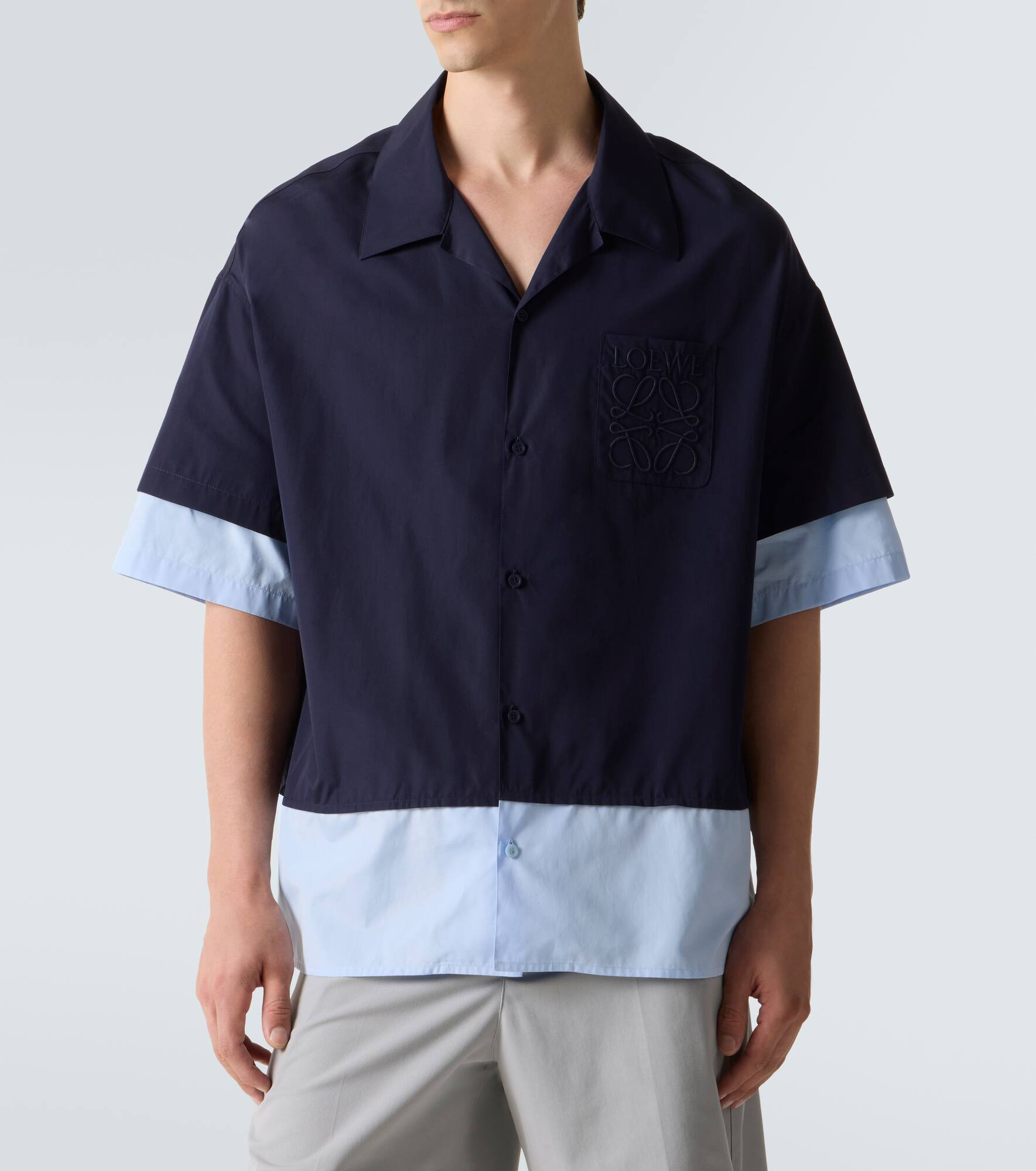 Anagram cotton poplin bowling shirt - 3