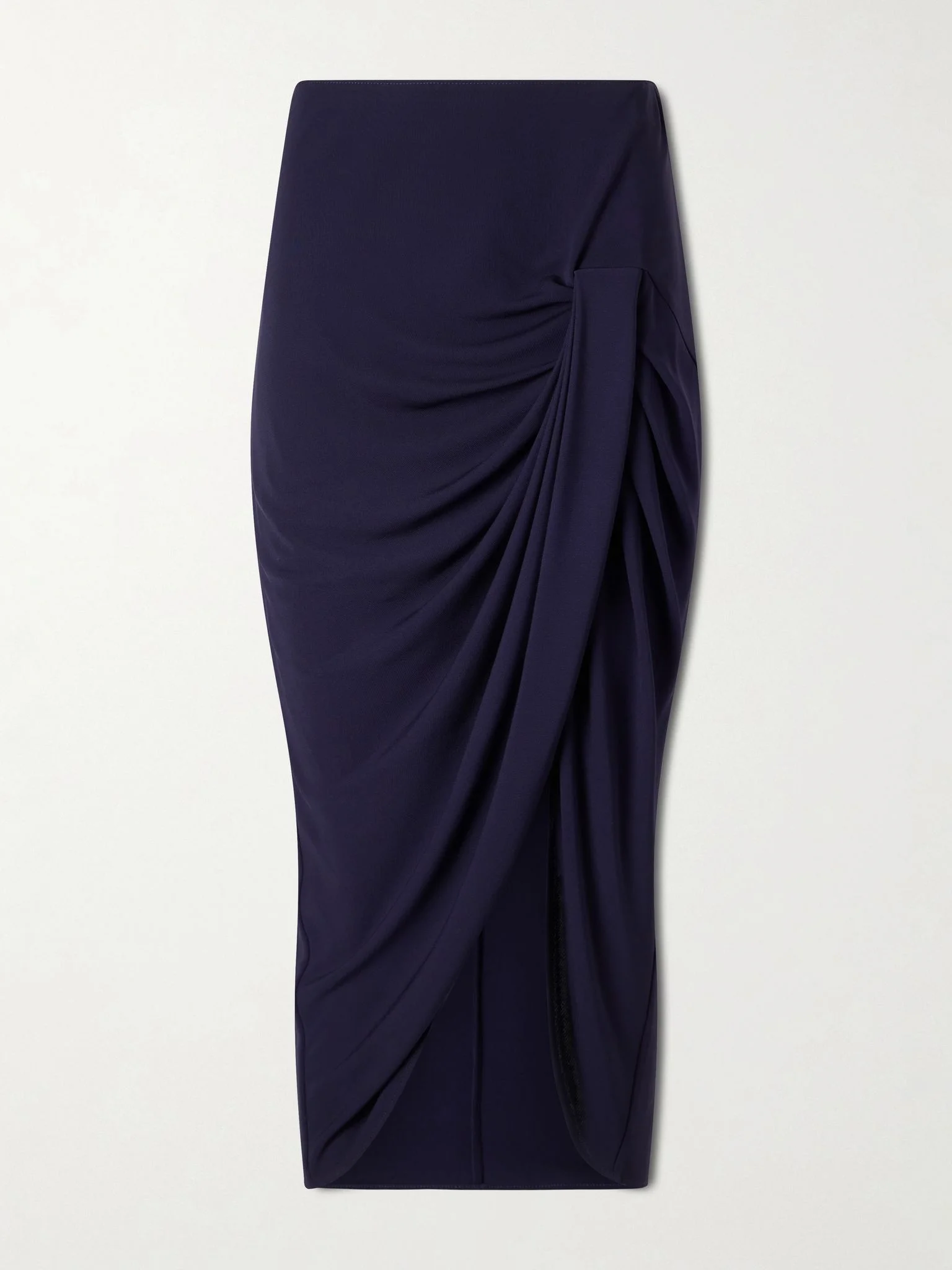 Draped stretch-jersey midi skirt Navy - 1