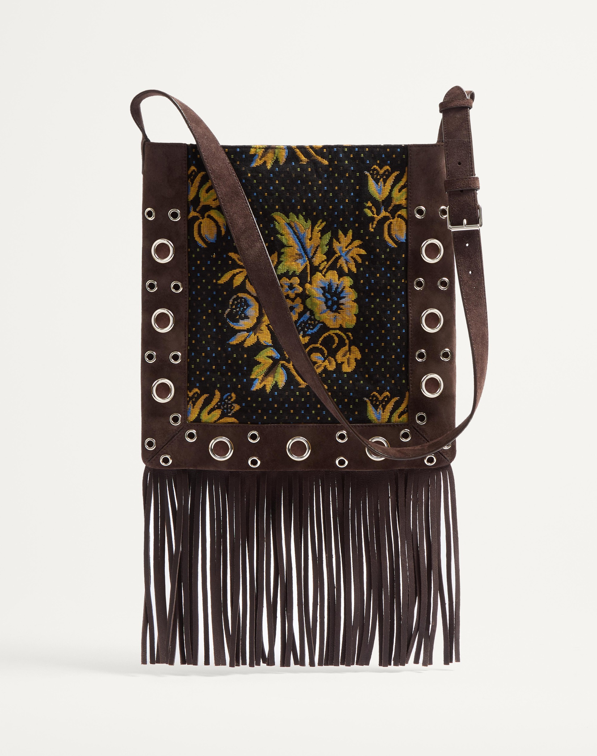 VALENTINO GARAVANI NELLCÔTE SHOULDER BAG IN JACQUARD FABRIC WITH FRINGES - 4