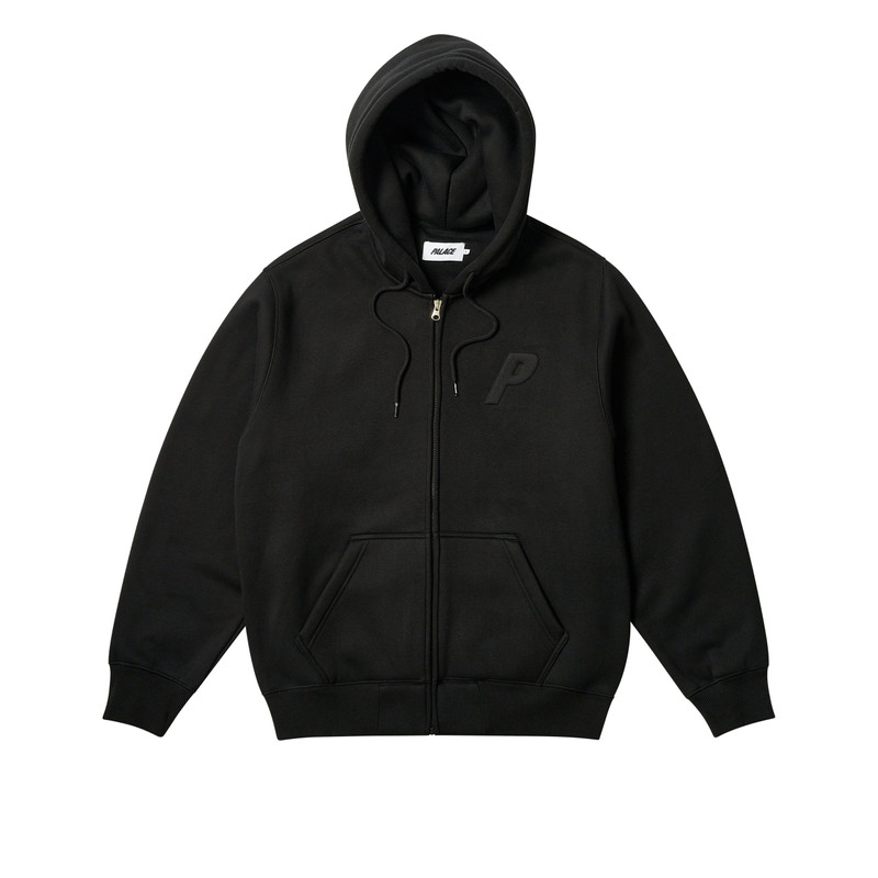 THERMAL EMBOSSED P3 ZIP HOOD BLACK 1