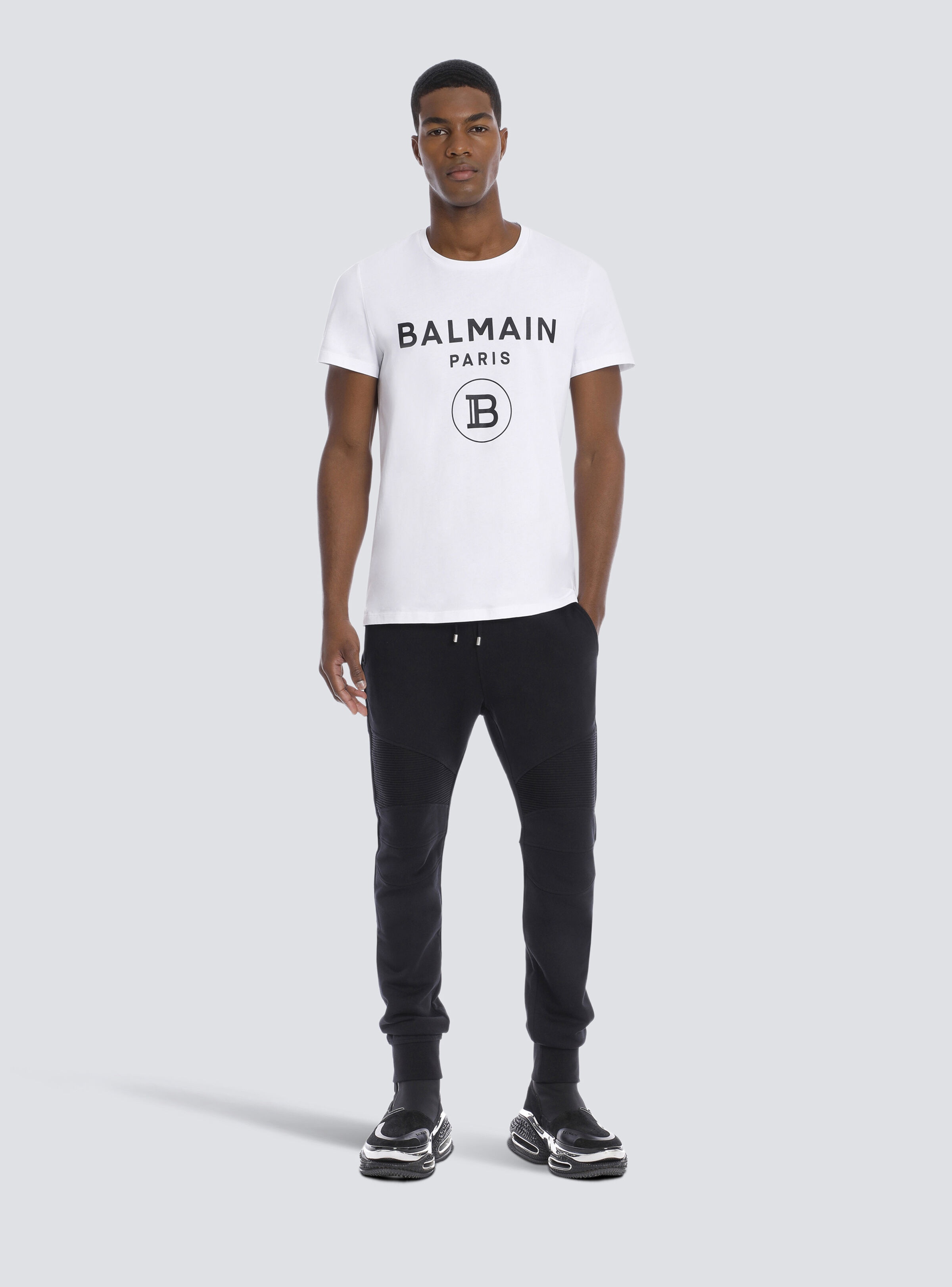 Cotton T-shirt with Balmain Paris logo print - 2