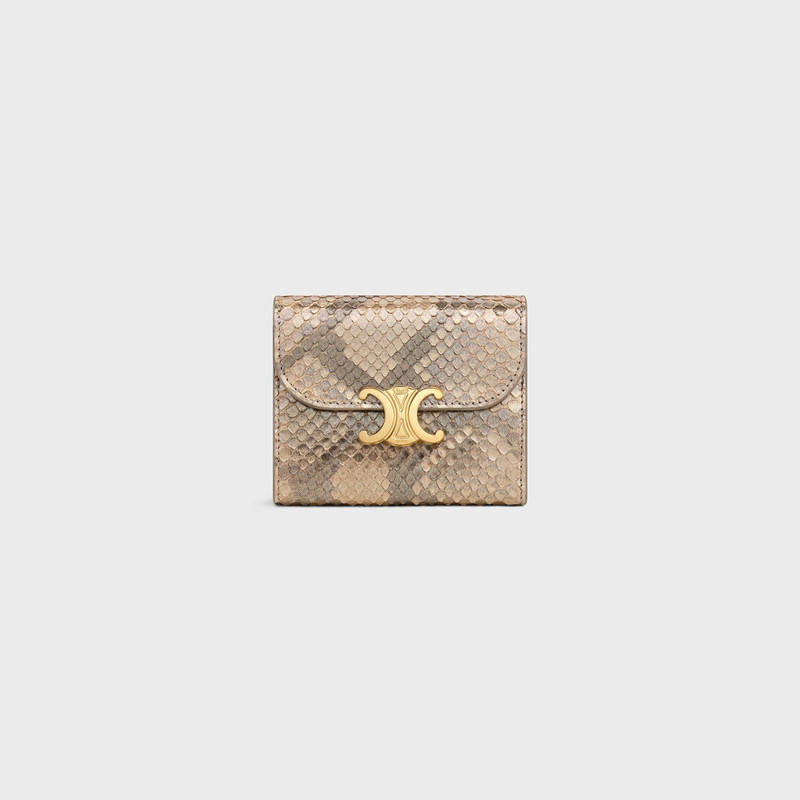 Small Flap Wallet TRIOMPHE IN PEARLY PYTHON 1