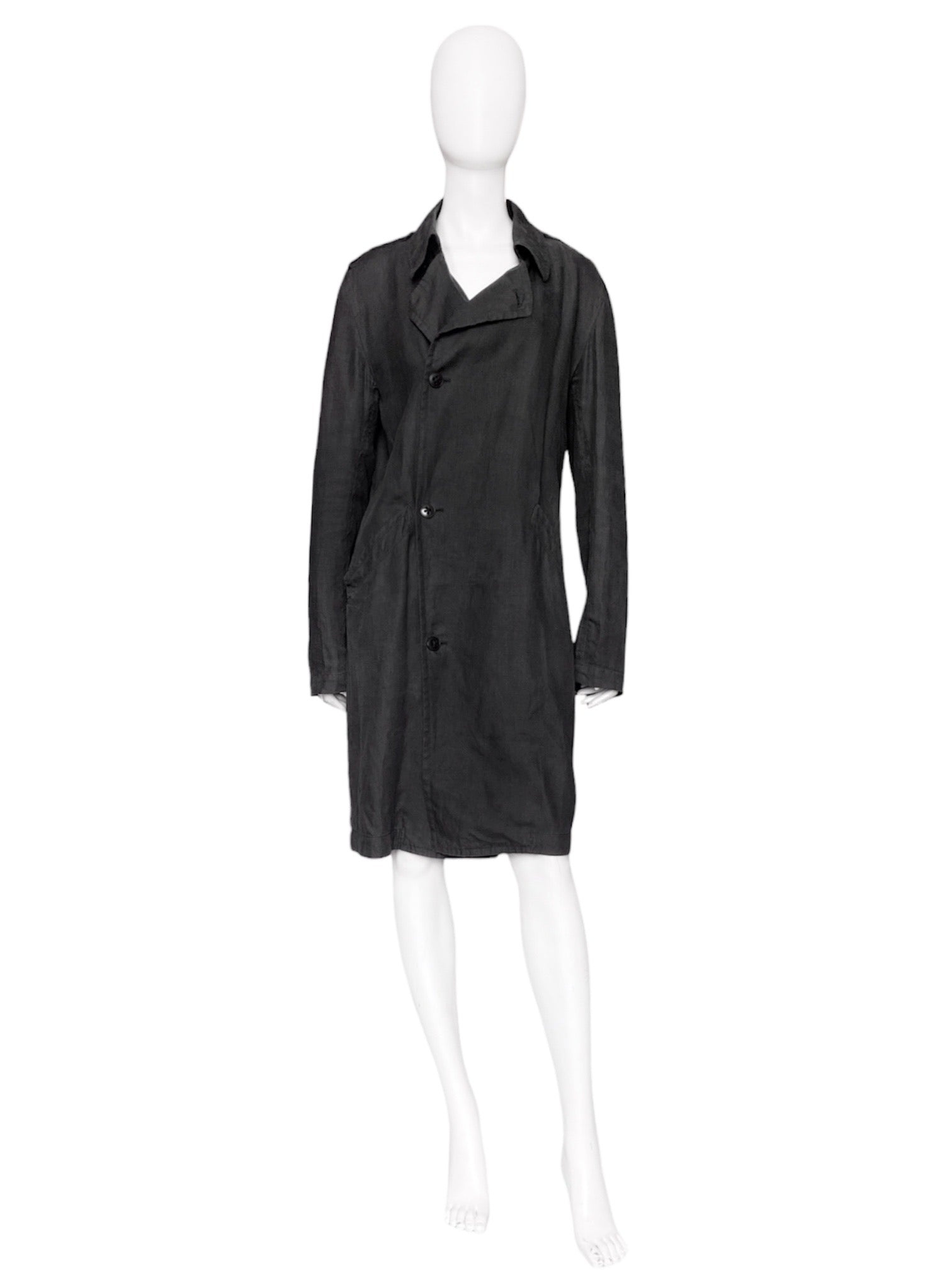 Ann Demeulemeester Spring 2006 Grey Hemp Trench Coat Jacket XXS - 6