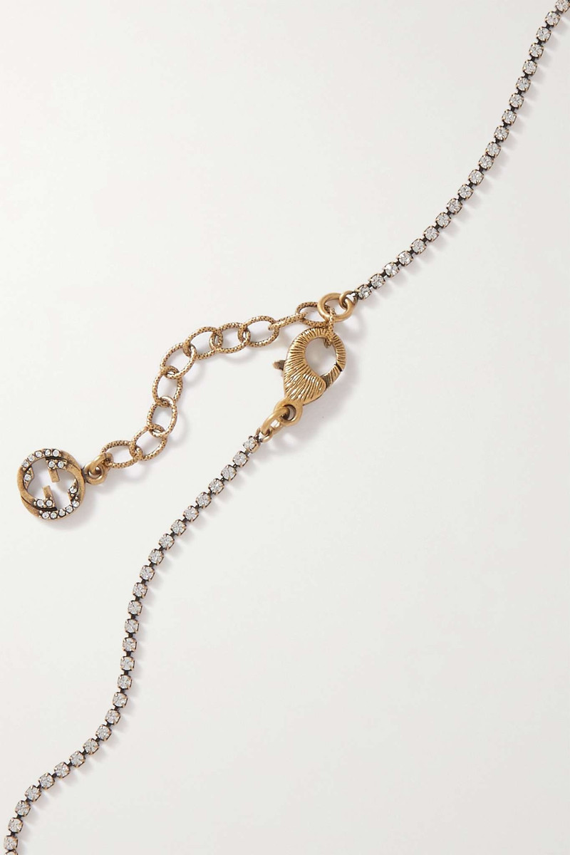 Gold-tone, crystal and faux pearl necklace 3