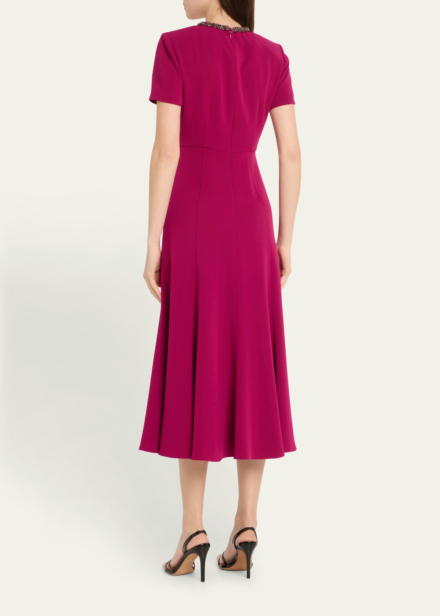 Diamante Neck Light Cady Midi Dress - 3