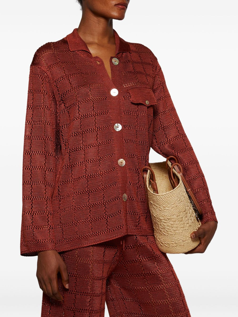 long-sleeve grid-pattern shirt - 3
