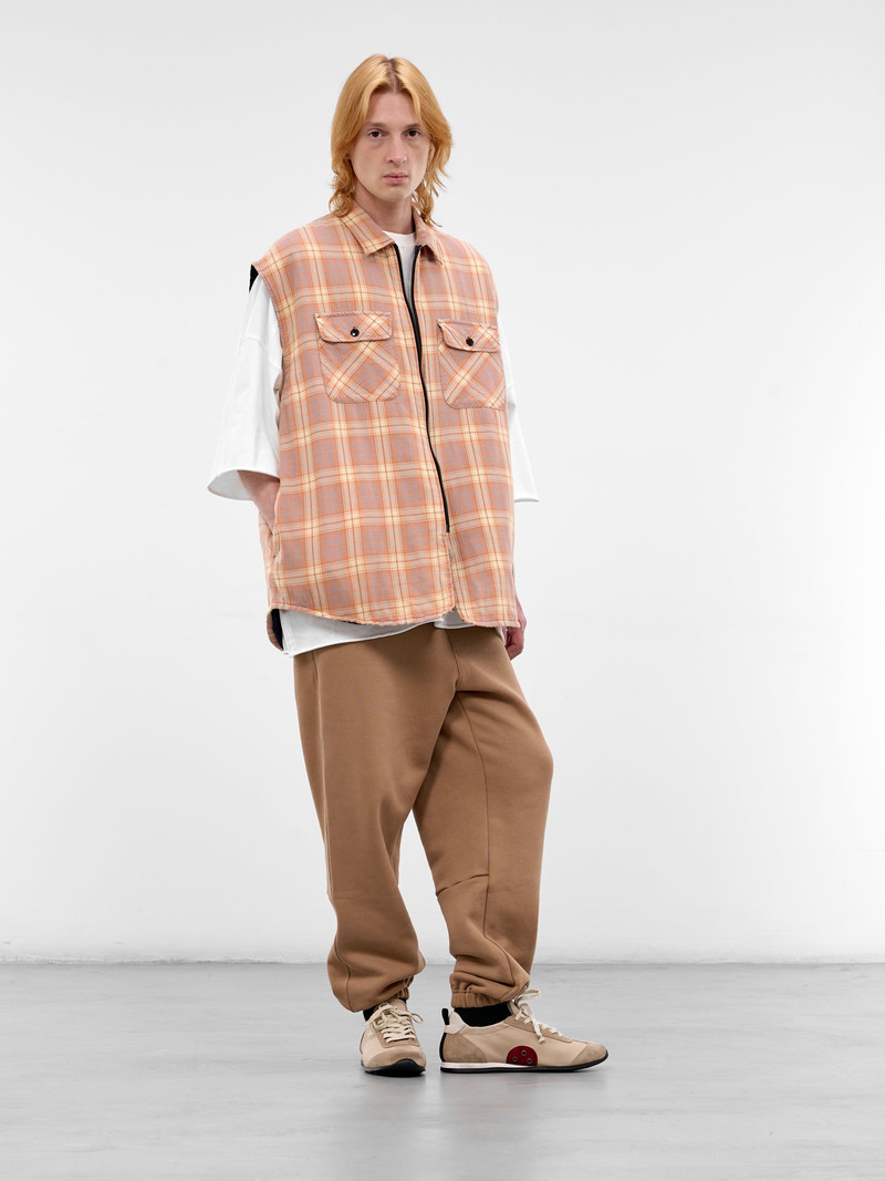 Kapital Purple Cotton Plaid Boxy Vest outlook