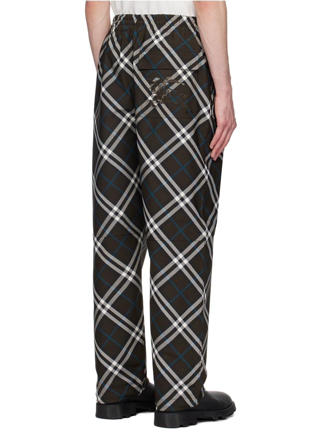 Khaki Check Track Pants - 3